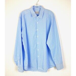 Ordean Men's Dress Shirt Size XXL Blue White Striped